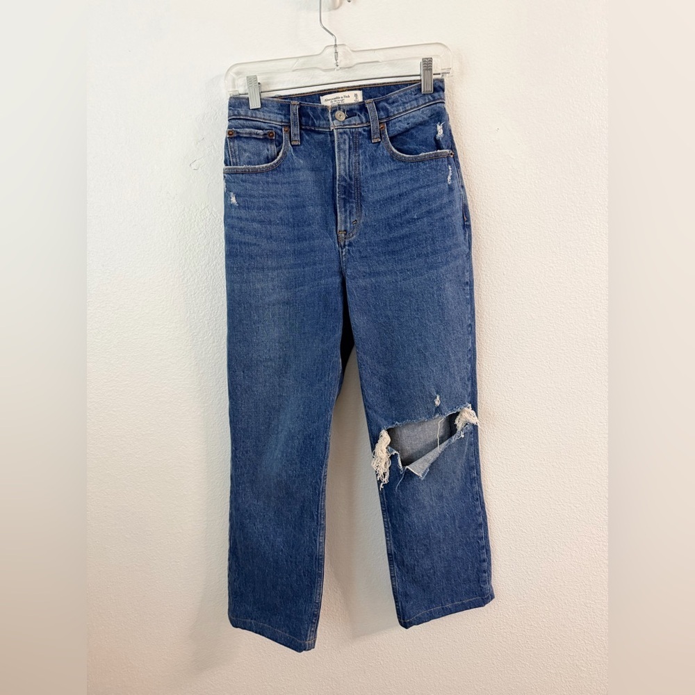 Abercrombie Fitch The 90s Straight Ultra High Rise Jeans Medium Wash Sz 26 Short